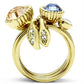 GL276 - IP Gold(Ion Plating) Brass Ring with Top Grade Crystal  in Multi Color-2