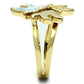 GL277 - IP Gold(Ion Plating) Brass Ring with Top Grade Crystal  in Multi Color-3