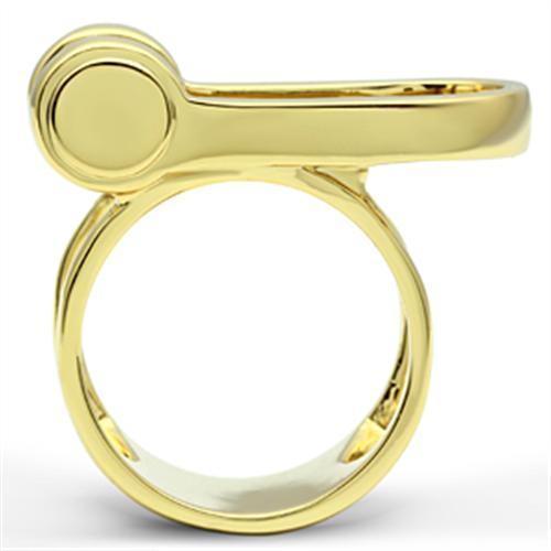 GL280 - IP Gold(Ion Plating) Brass Ring with No Stone-2