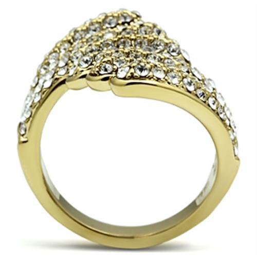 GL284 - IP Gold(Ion Plating) Brass Ring with Top Grade Crystal  in Clear-2