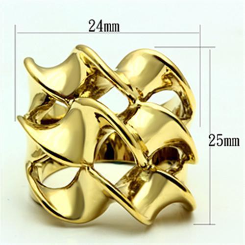 GL288 - IP Gold(Ion Plating) Brass Ring with No Stone-1