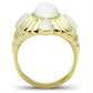 GL294 - IP Gold(Ion Plating) Brass Ring with Synthetic Cat Eye in White-2