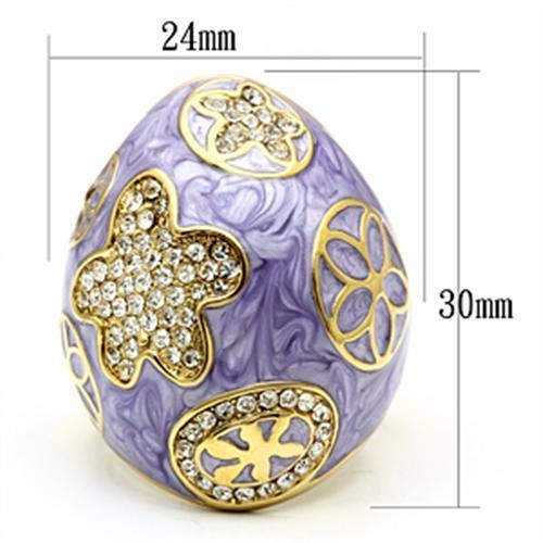 GL295 - IP Gold(Ion Plating) Brass Ring with Top Grade Crystal  in Clear-1