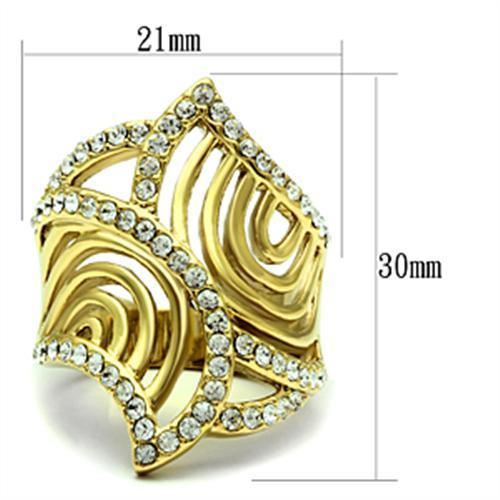 GL296 - IP Gold(Ion Plating) Brass Ring with Top Grade Crystal  in Clear-1