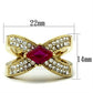 GL298 - IP Gold(Ion Plating) Brass Ring with AAA Grade CZ  in Ruby-1