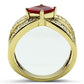 GL298 - IP Gold(Ion Plating) Brass Ring with AAA Grade CZ  in Ruby-2