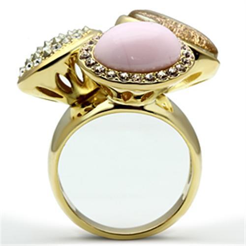 GL301 - IP Gold(Ion Plating) Brass Ring with Top Grade Crystal  in Multi Color-2