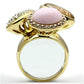 GL301 - IP Gold(Ion Plating) Brass Ring with Top Grade Crystal  in Multi Color-2