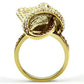 GL307 - IP Gold(Ion Plating) Brass Ring with Top Grade Crystal  in Multi Color-2