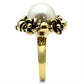 GL308 - IP Gold(Ion Plating) Brass Ring with Synthetic Pearl in White-3