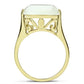 GL309 - IP Gold(Ion Plating) Brass Ring with Synthetic Cat Eye in White-2