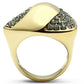 GL311 - IP Gold(Ion Plating) Brass Ring with Top Grade Crystal  in Black Diamond-2