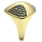 GL311 - IP Gold(Ion Plating) Brass Ring with Top Grade Crystal  in Black Diamond-3
