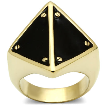 GL325 - IP Gold(Ion Plating) Brass Ring with Epoxy  in Jet-0