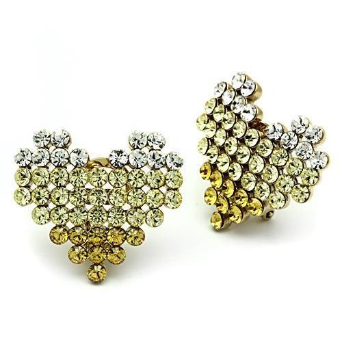 GL333 - IP Gold(Ion Plating) Brass Earrings with Top Grade Crystal  in Multi Color-0