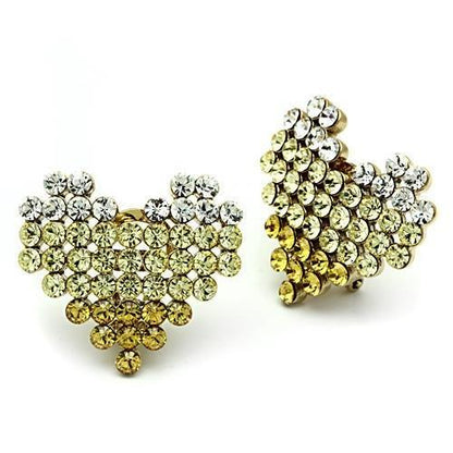GL333 - IP Gold(Ion Plating) Brass Earrings with Top Grade Crystal  in Multi Color-0