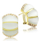 GL339 - IP Gold(Ion Plating) Brass Earrings with Synthetic Cat Eye in White-1