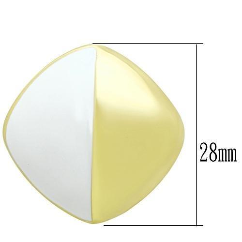 GL340 - IP Gold(Ion Plating) Brass Earrings with Epoxy  in White-2