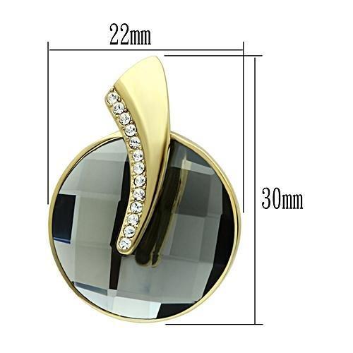 GL343 - IP Gold(Ion Plating) Brass Earrings with Synthetic Synthetic Glass in Black Diamond-2