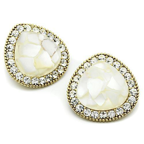 GL346 - IP Gold(Ion Plating) Brass Earrings with Synthetic Synthetic Stone in Clear-1