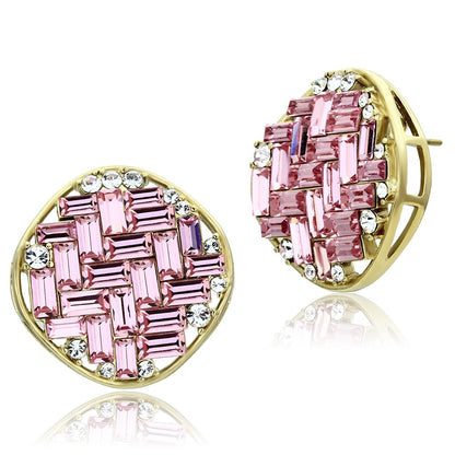 GL348 - IP Gold(Ion Plating) Brass Earrings with Top Grade Crystal  in Rose-0