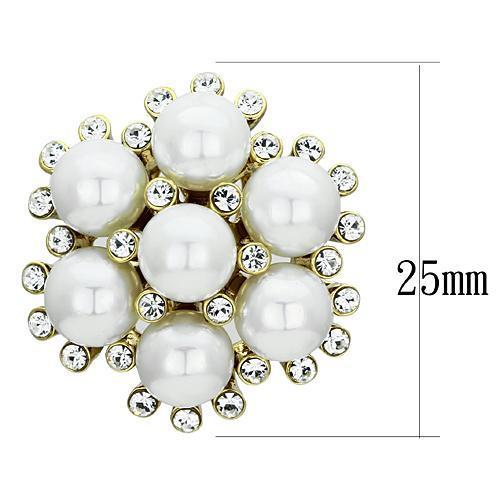 GL349 - IP Gold(Ion Plating) Brass Earrings with Synthetic Pearl in White-1