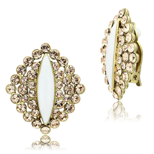 GL350 - IP Gold(Ion Plating) Brass Earrings with Top Grade Crystal  in Champagne-0