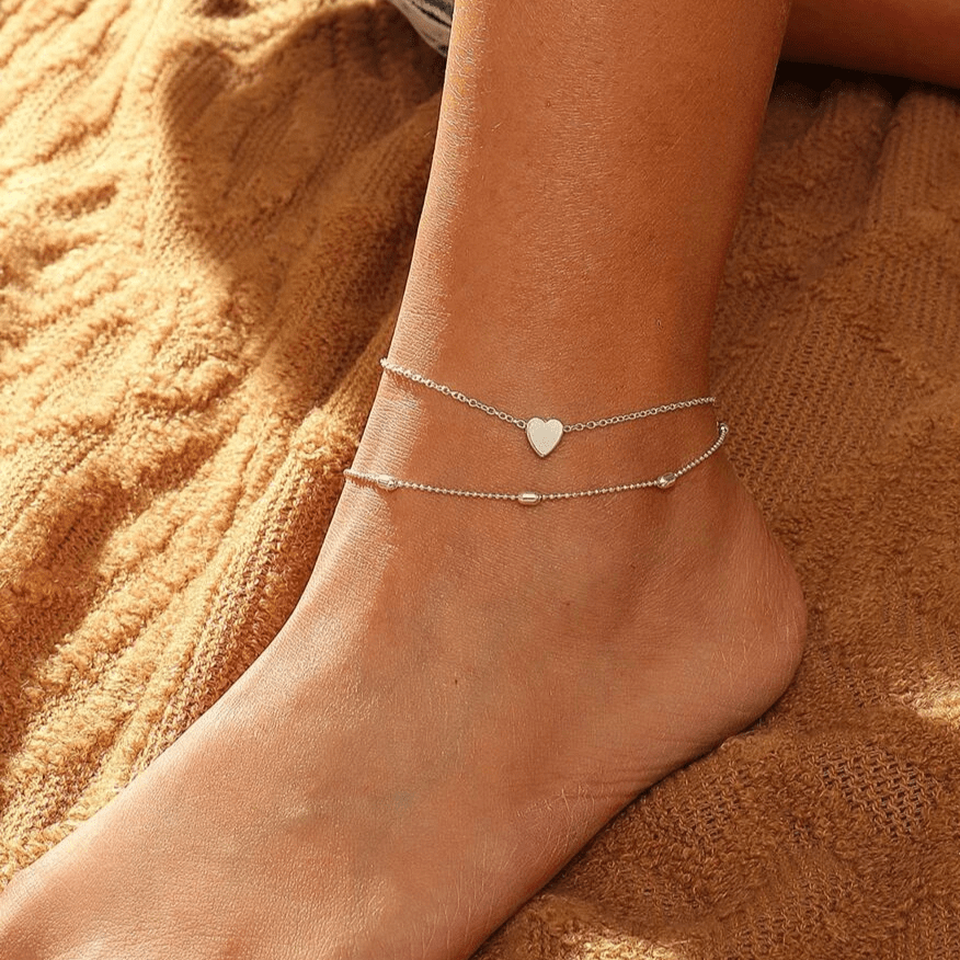 Simple Heart Anklet Ankle Bracelet-1