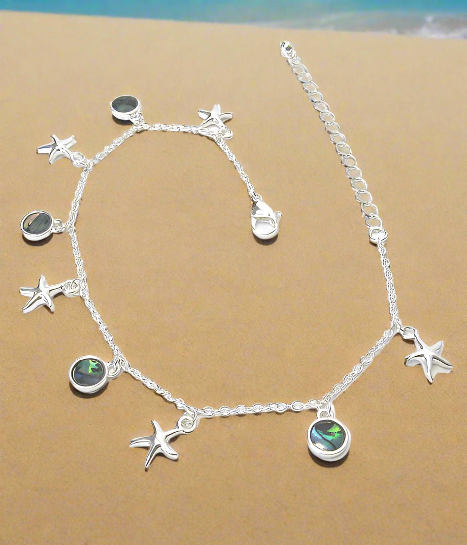 Abalone Charms Starfish Anklet Ankle Bracelet-0