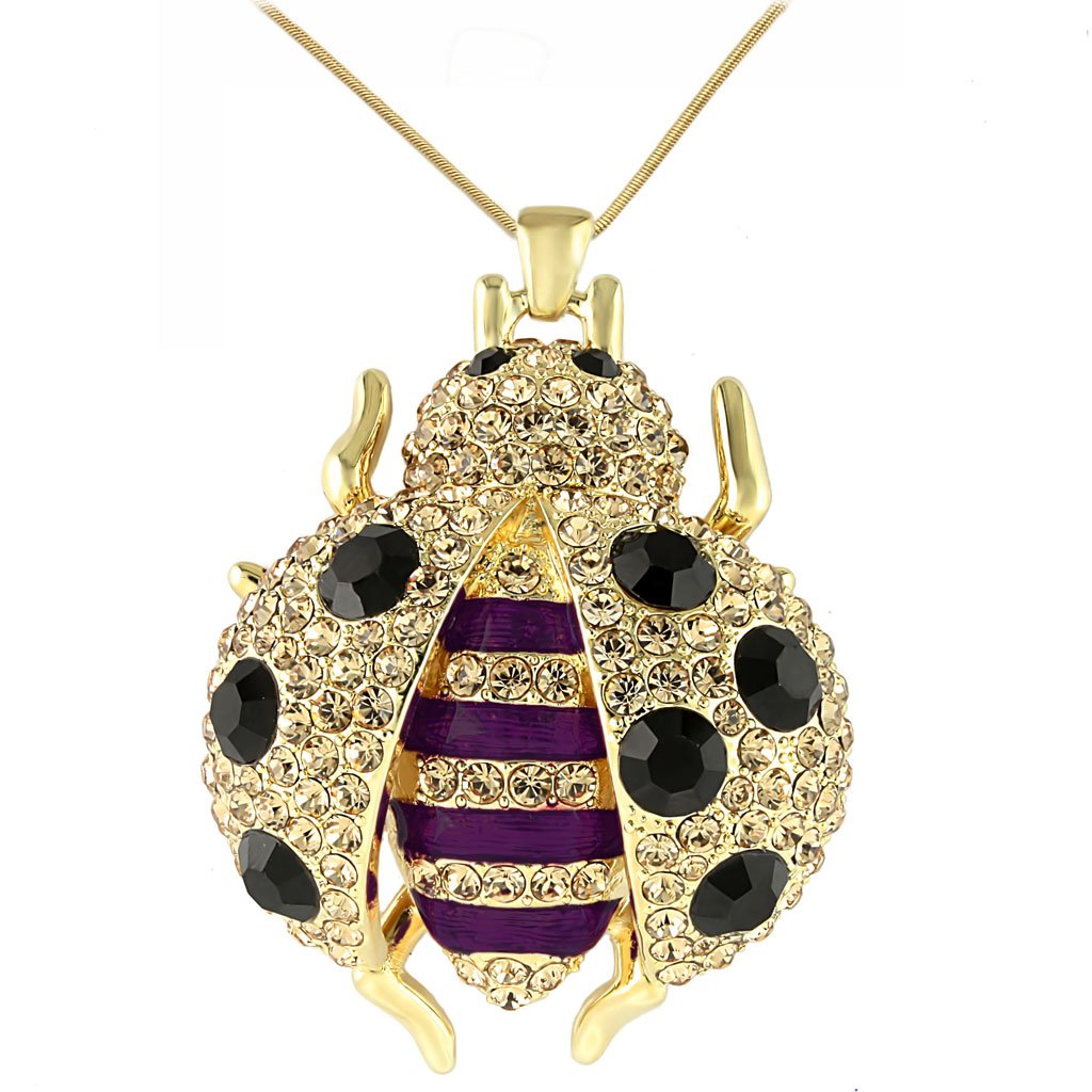 LO1196 - Gold Brass Pendant with Top Grade Crystal  in Jet-0