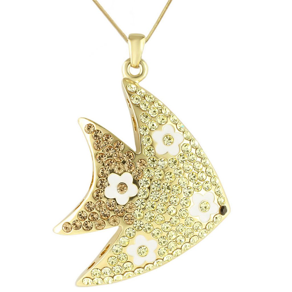 LO1198 - Gold Brass Pendant with Top Grade Crystal  in Multi Color-0