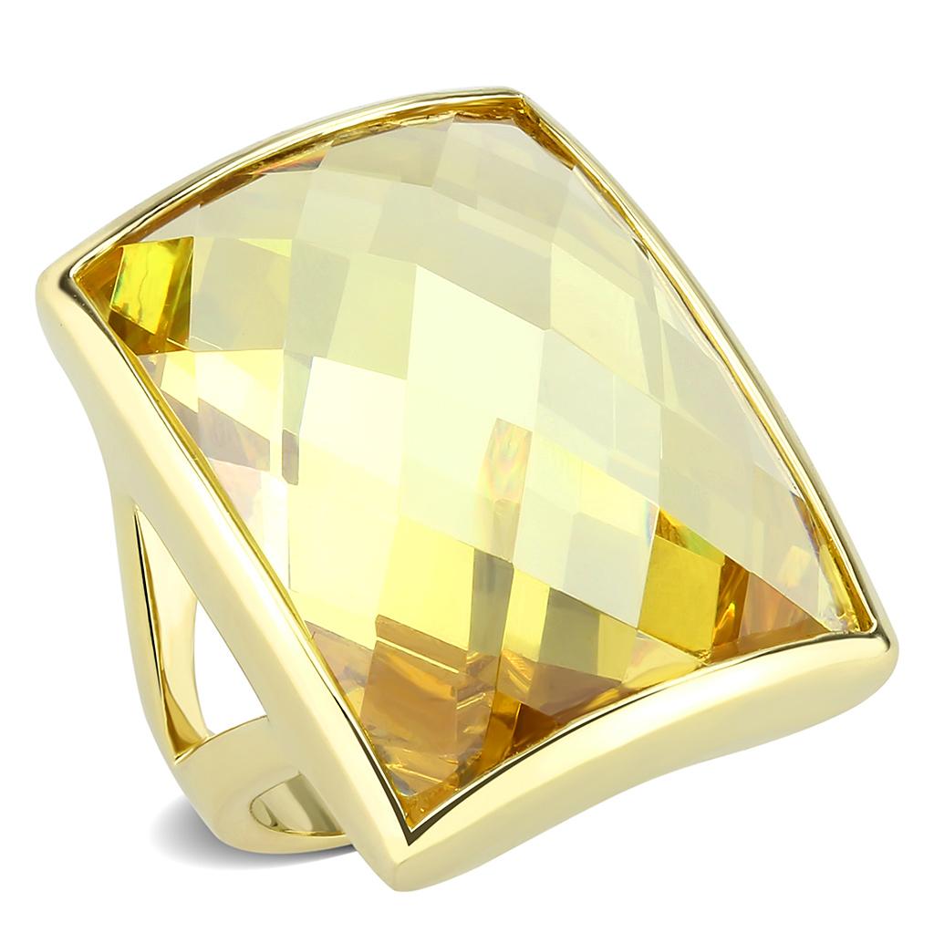 LO1251 - Gold Brass Ring with AAA Grade CZ  in Topaz-0