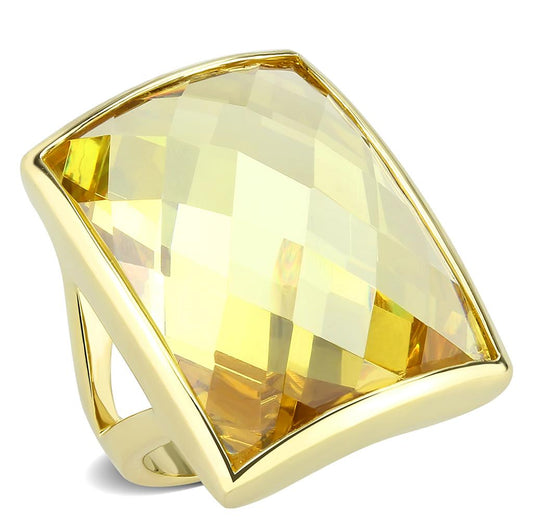 LO1251 - Gold Brass Ring with AAA Grade CZ  in Topaz-0