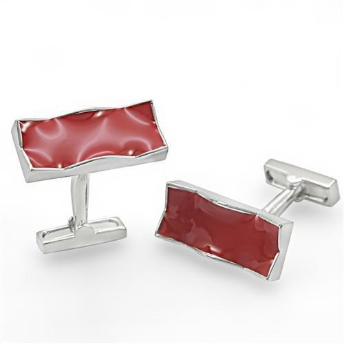 LO1372 - Rhodium Brass Cufflink with No Stone-0