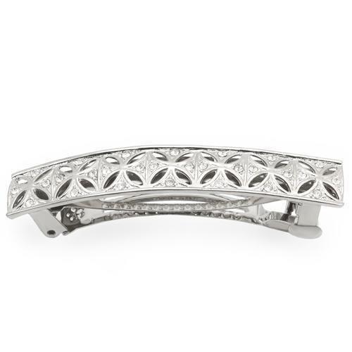 LO1428 - Rhodium White Metal Tiaras & Hair Clip with Top Grade Crystal  in Clear-0