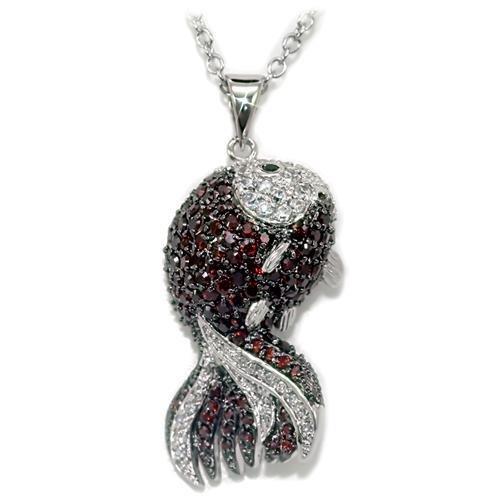 LO1564 - Rhodium + Ruthenium Brass Chain Pendant with AAA Grade CZ  in Multi Color-0