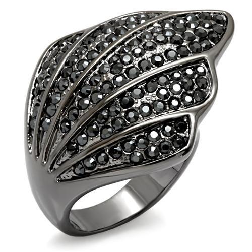 LO1624 - TIN Cobalt Black Brass Ring with Top Grade Crystal  in Jet-0