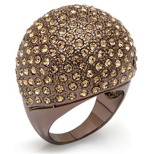 LO1652 - Chocolate Gold Brass Ring with Top Grade Crystal  in Citrine Yellow-0