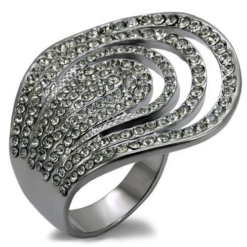 LO1669 - TIN Cobalt Black Brass Ring with Top Grade Crystal  in Black Diamond-0