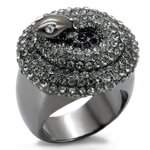 LO1675 - TIN Cobalt Black Brass Ring with Top Grade Crystal  in Multi Color-0