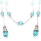 LO1714 - Rhodium White Metal Necklace with Synthetic Glass Bead in Sea Blue-1