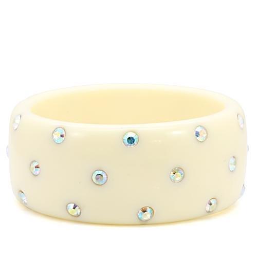 LO1905 -  Resin Bangle with Top Grade Crystal  in Aurora Borealis (Rainbow Effect)-0