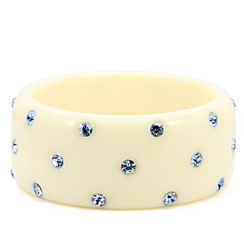 LO1907 -  Resin Bangle with Top Grade Crystal  in Light Sapphire-0