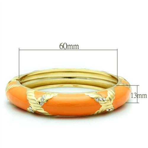 LO1956 - Gold White Metal Bangle with Top Grade Crystal  in Clear-1
