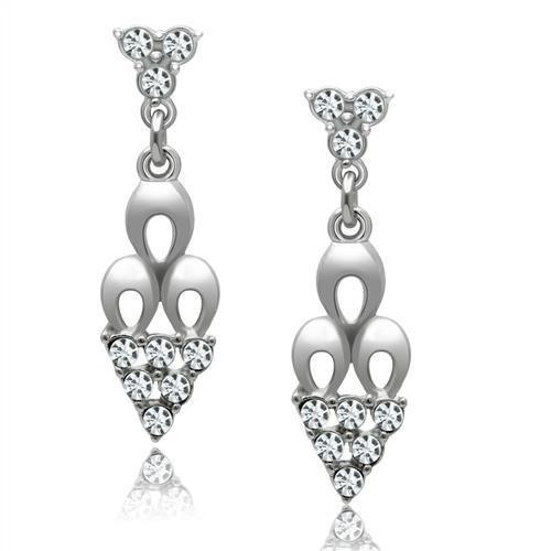 LO1969 - Rhodium White Metal Earrings with Top Grade Crystal  in Clear-0