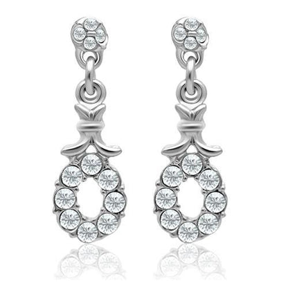 LO1974 - Rhodium White Metal Earrings with Top Grade Crystal  in Clear-0