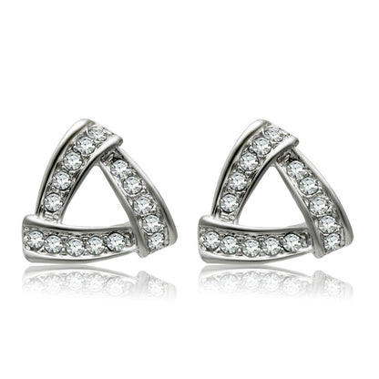 LO1975 - Rhodium White Metal Earrings with Top Grade Crystal  in Clear-0