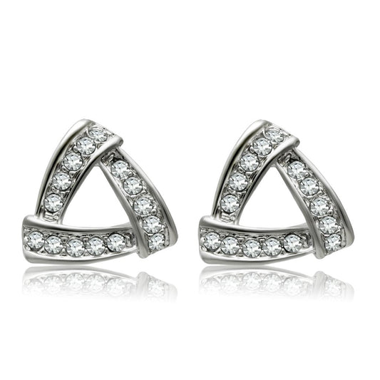 LO1975 - Rhodium White Metal Earrings with Top Grade Crystal  in Clear-0