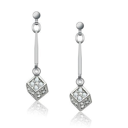 LO1981 - Rhodium White Metal Earrings with Top Grade Crystal  in Clear-0