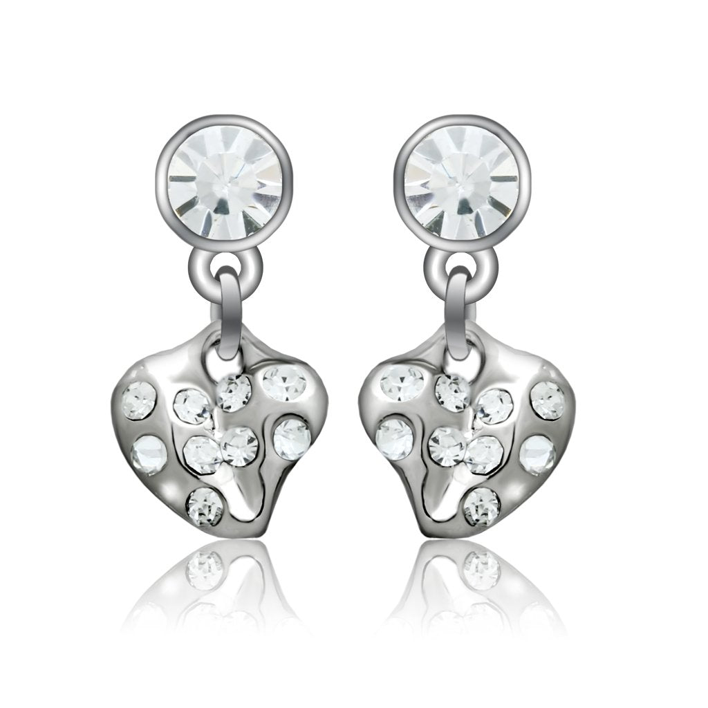 LO1982 - Rhodium White Metal Earrings with Top Grade Crystal  in Clear-0